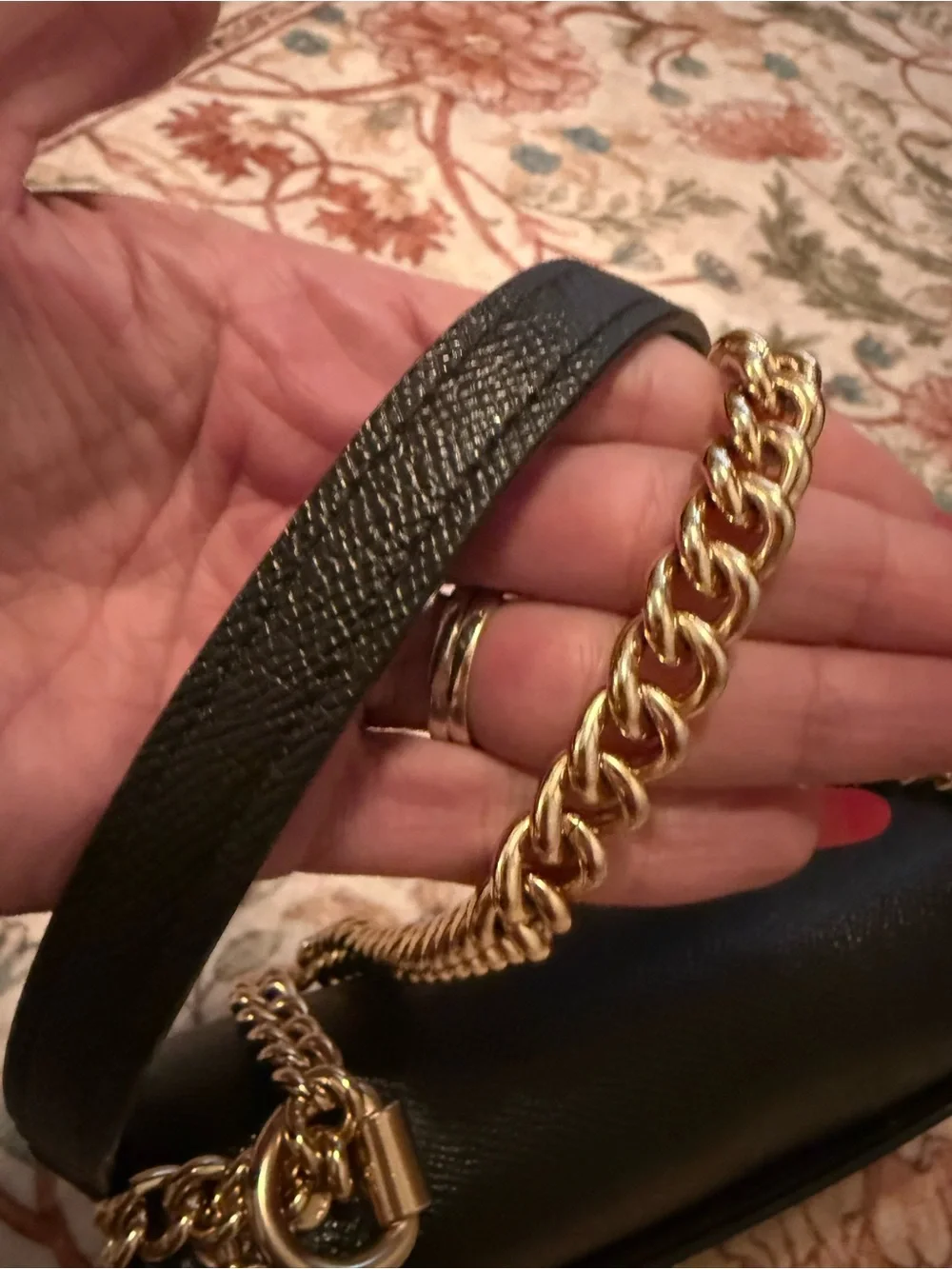 Coach Black Leather and Signature Canvas Chain Crossbody with Gold Hardware - Picture 9 of 16